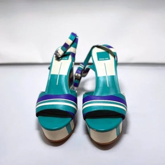 Dolce Vita Gavvin Striped Leather Platform Block Heel Sandal - Picture 3 of 8
